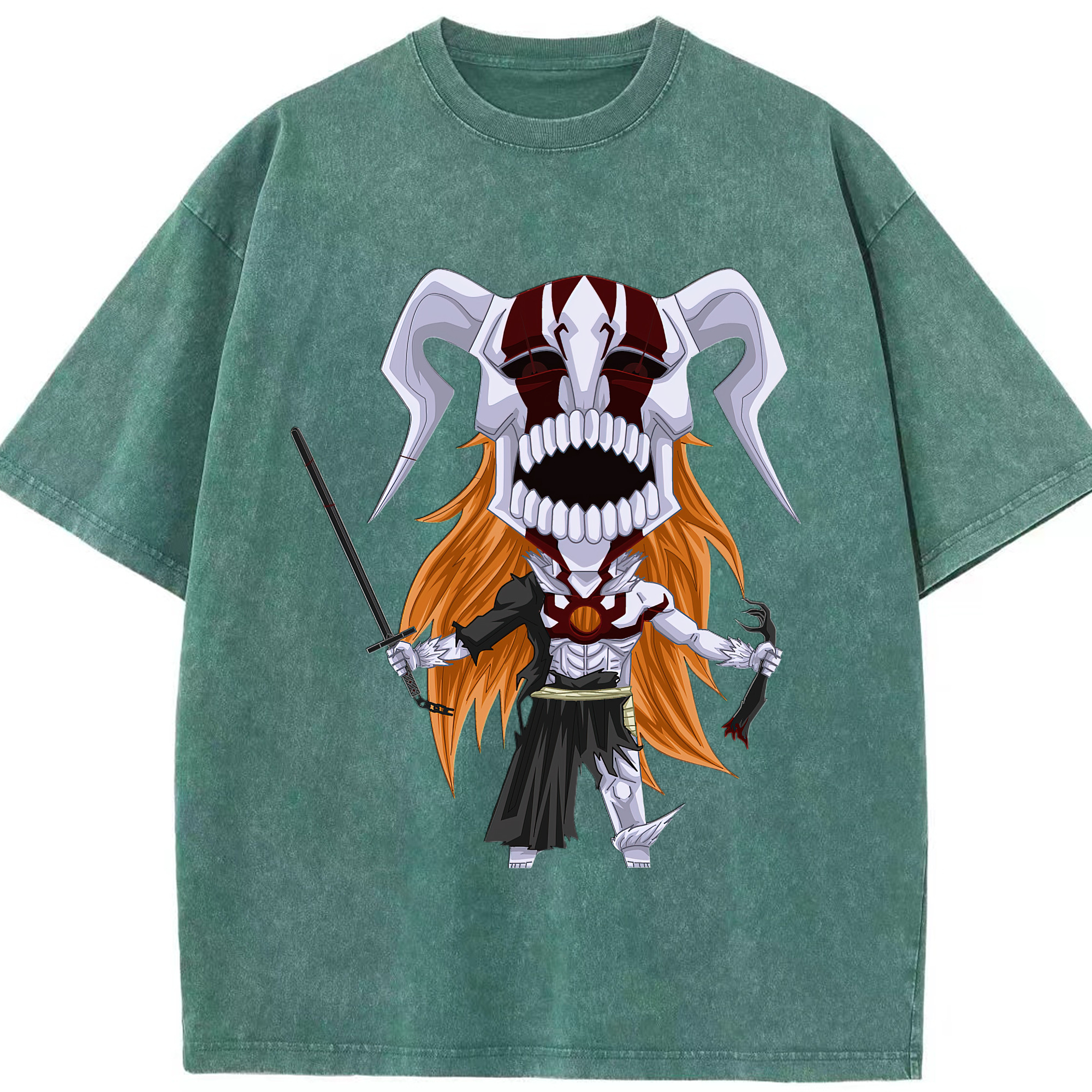 （画像用） ブリーチ 黒崎一護（くろさき いちご）BLEACH Kurosaki Ichigo 綿100% ヴィンテージ風 半袖Tシャツ（フロントプリント）